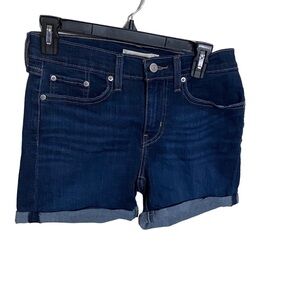Levi’s dark wash blue denim shorts size 27‎